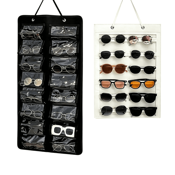 Sunglasses Organizer Storage, Hanging Dust Proof Wall Pocket Glasses Organizer 2Pcs Sunglass Organizers Holder with Sturdy Rope