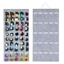 Sunglasses Organizer Storage Hanging Wall Pocket Glasses Organizer 25 Slots Sunglass Organizer Holder Display With Sturdy Rope/ Grey Sunglasses Case, 40*50Cm