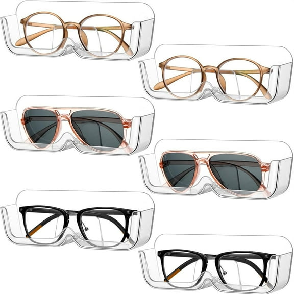 Sunglasses Organizer Wall,Tutuviw 6 Pcs Plastic Glasses Organizer Rack,Space Saving Wall Mounted Sunglasses Organizer and Eyeglasses Storage for Space Saving Eyewear Holder Display,Home Decor(Clear)