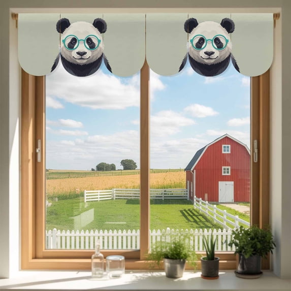 Sunglasses Panda Door Banner Retro Funny Panda Sage Green Background Small Scalloped Hanging Banner for Door, Hanging Flag Backdrop Decoration for Wall Window Party 3pcs, 8 x 12 Inch