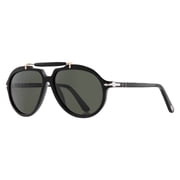 Persol Mens 0Po0202s Bold Black Aviator Sunglasses With Gold Accents Black