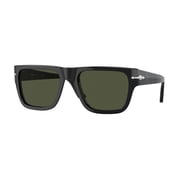 Persol Mens 0Po3348s Bold Rectangular Acetate Sunglasses With Silver Arrow Detail Black