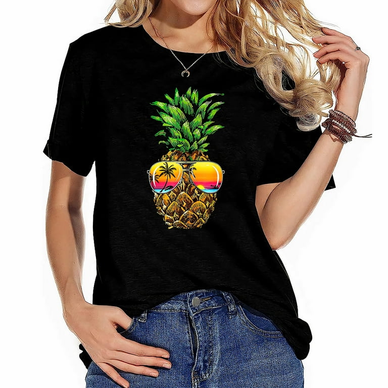 Hawaii Pineapple Head With Sunglass T Shirt - Aloha Hawaii Pineapple Head With Sunglass T Shirt - Aloha