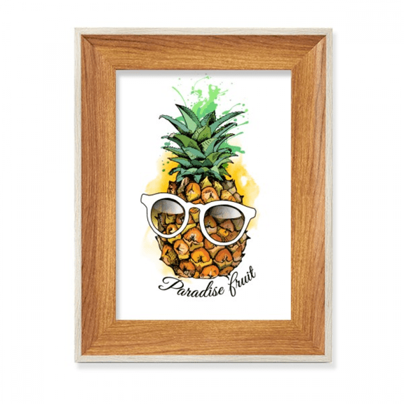 Sunglasses Pineapple Tropical Fruit Desktop Wooden Photo Frame Display Picture Art Painting Multiple Sets