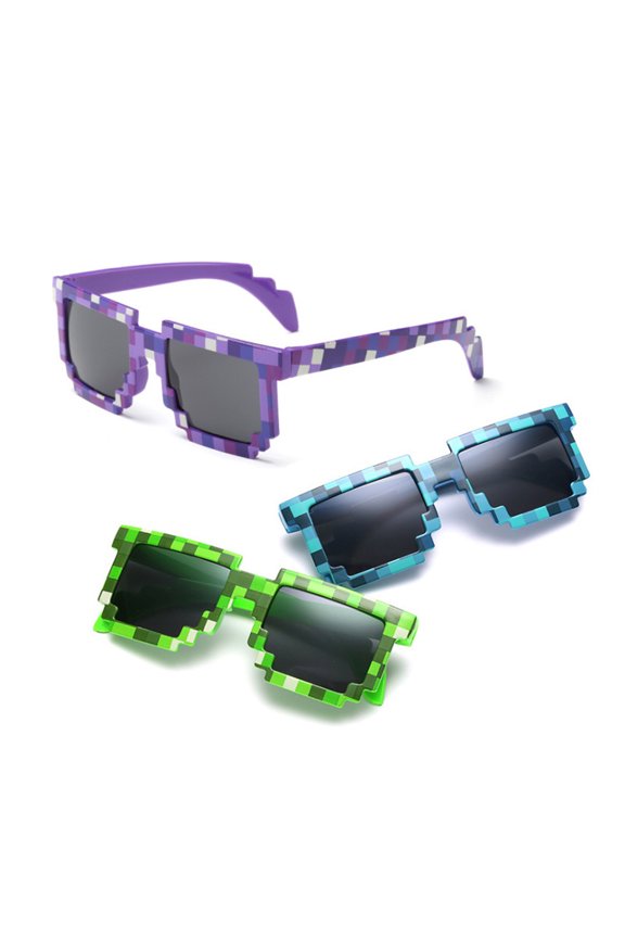 Sunglasses Pixelated Mosaic Square Unisex UV Protection Novelty Party Shades Blue One Size