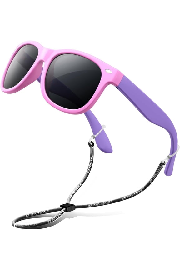 Sunglasses Polarized UV Protection Flexible Rubber Glasses Shades with Strap for Boys Girls RBK004