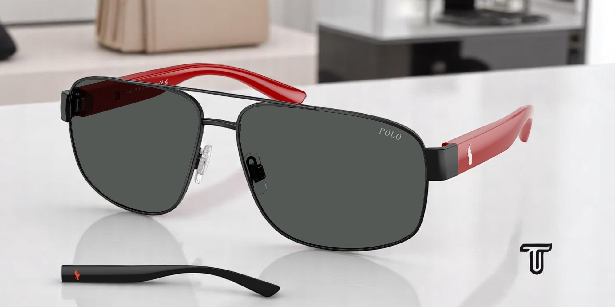 POLO PH3156 926787 Semi Shiny Black Dark Grey 62 mm Men's Sunglasses