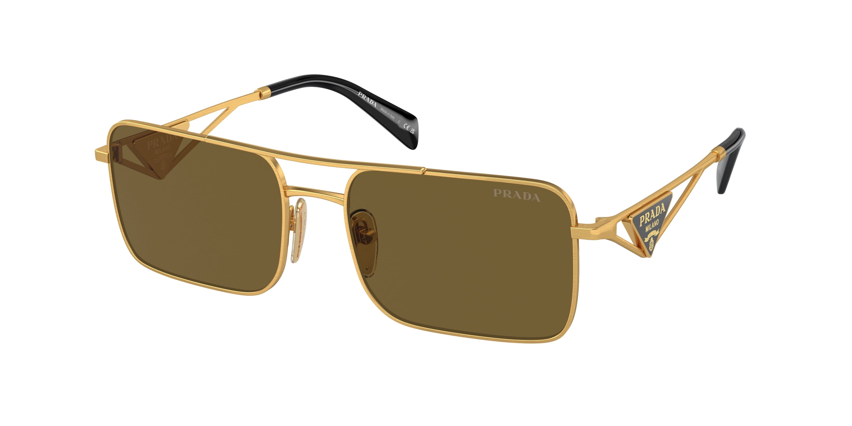 Sunglasses Prada PR A 52 S 15N01T Matte Gold Dark Brown