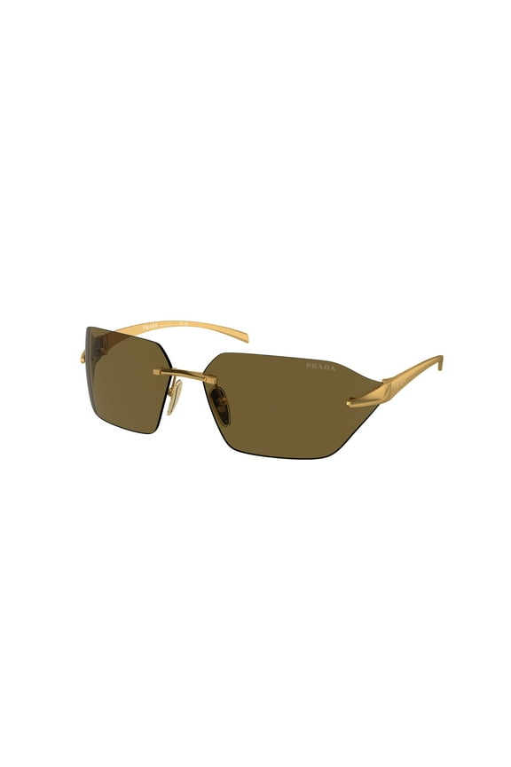 Sunglasses Prada PR A 55 S 15N01T Satin Yellow Gold Dark Brown
