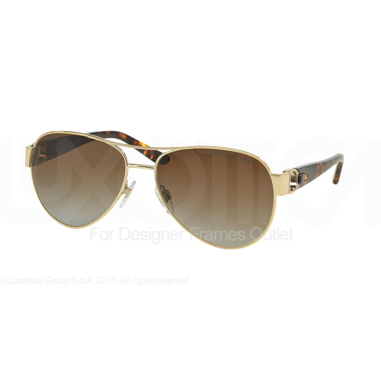 RALPH LAUREN Women s RL7047Q Aviator Sunglasses Shiny Pale Gold Gradient Brown Polarized 58 mm Walmart