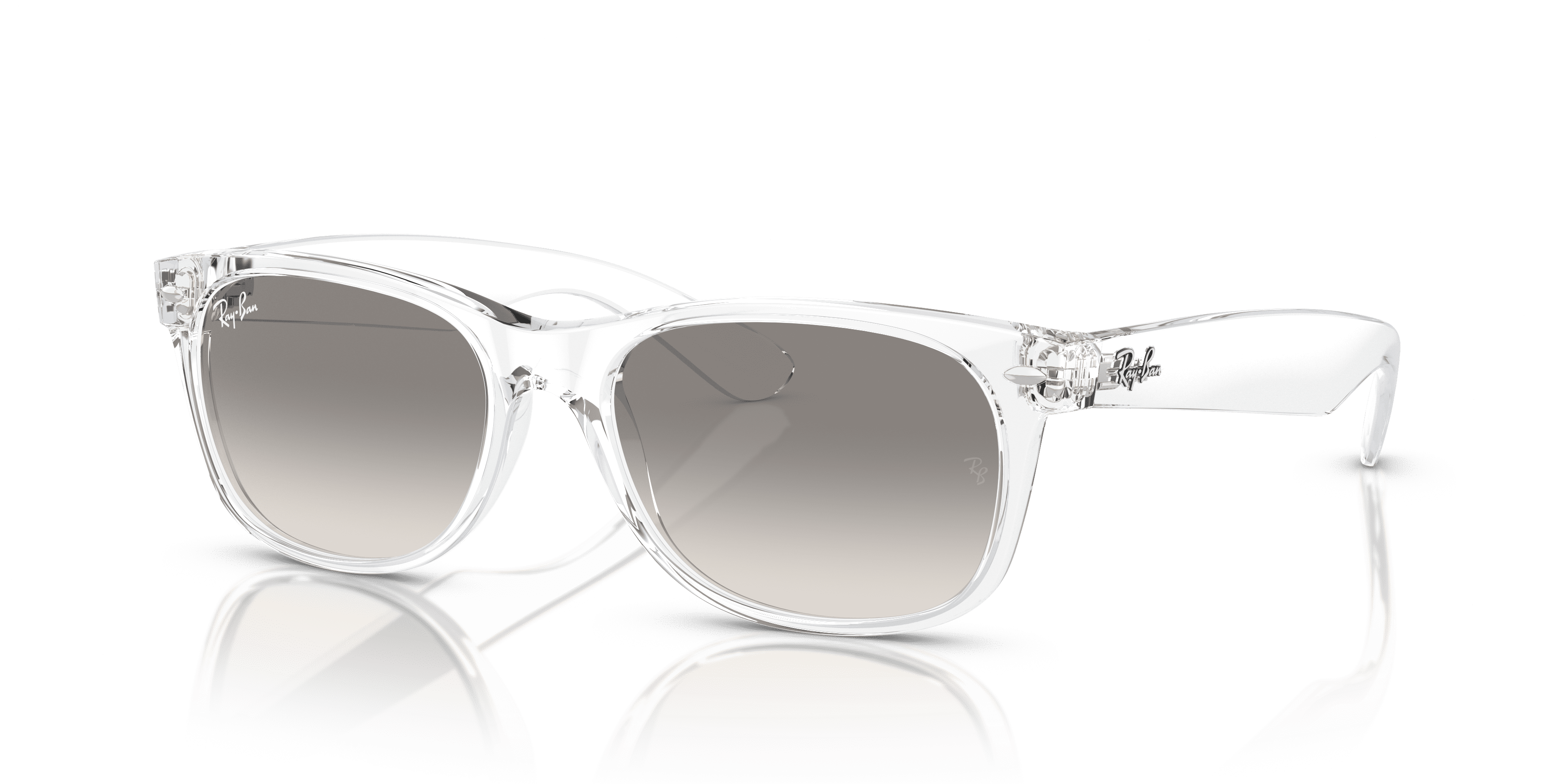 Ray-Ban Unisex Size 55 Square New Wayfarer Classic Sunglasses with Case, Transparent/Clear Gradient Gray