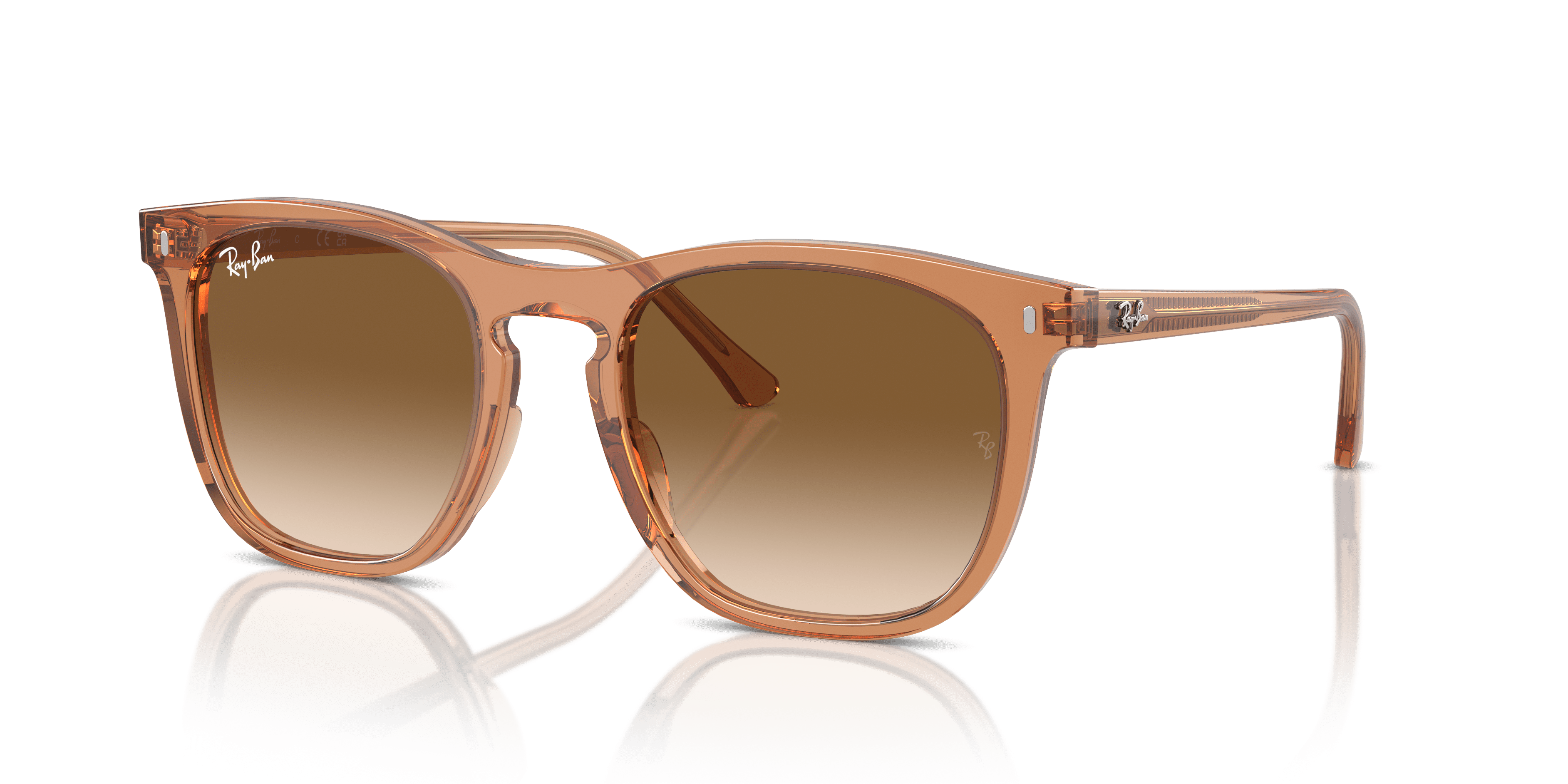 Ray-Ban RB2210 Sunglasses, Stylish Square Eyeglasses with Case, Transparent Brown/Clear Gradient Brown, Size 53