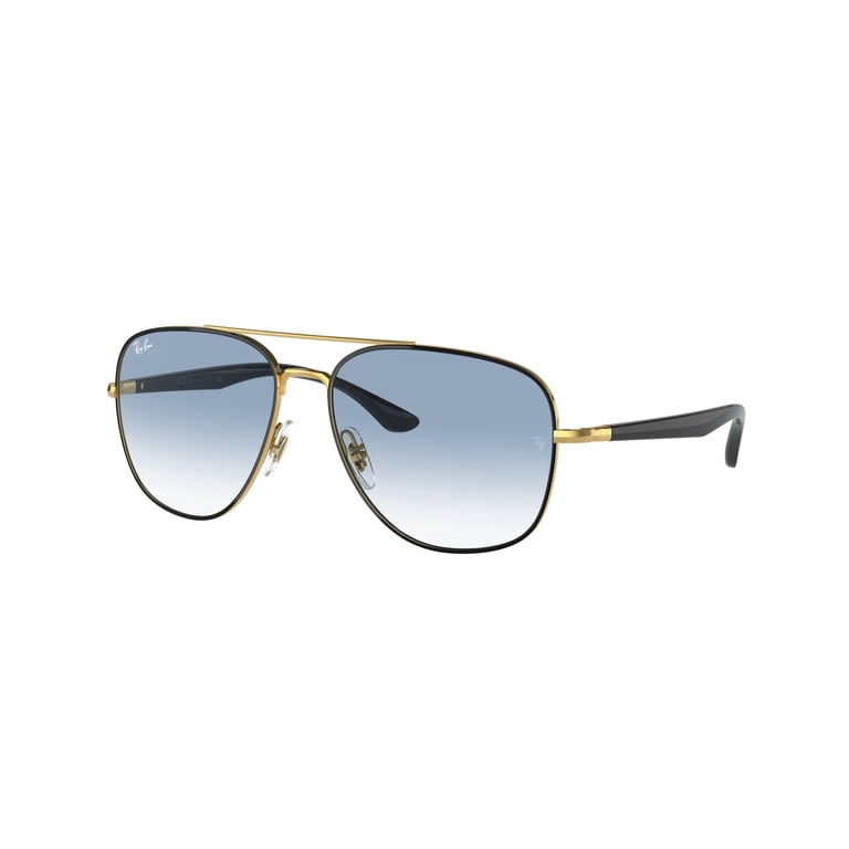 Classic Ray-Ban RB3683 Square Sunglasses, Black On Gold/Clear
