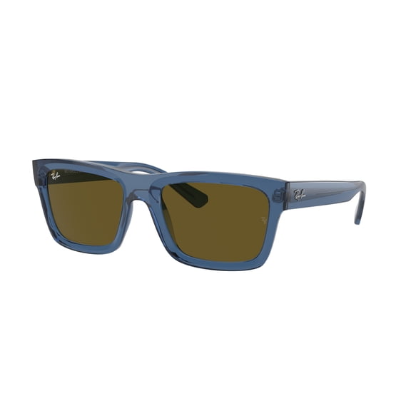 Ray-Ban Mens RB4396 Warren Rectangular Sunglasses, Transparent Dark Blue/Dark Brown, 57 mm
