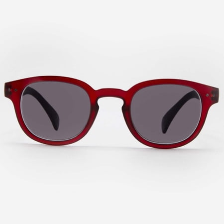Sunglasses with Readers for Men and Women - Reader Sunglasses - Round Reading Sun Glasses with Built In Full Readers - Lucca by VITENZI in Burgundy 3.00