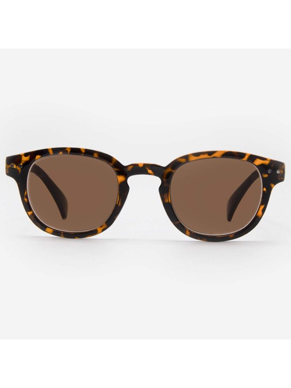 Sunglasses with Readers for Men and Women - Reader Sunglasses - Round Reading Sun Glasses with Built In Full Readers - Lucca by VITENZI in Tortoise 2.00