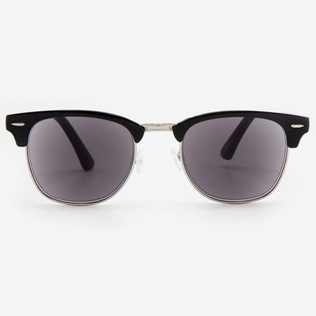 Sunglasses with Readers for Men and Women - Reader Sunglasses - Semi Rimless Browline Reading Sun Glasses with Built In Full Readers - Tivoli by VITENZI in Black 2.25