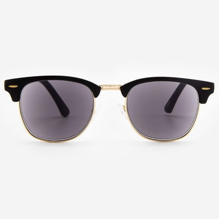 Sunglasses with Readers for Men and Women - Reader Sunglasses - Semi Rimless Browline Reading Sun Glasses with Built In Full Readers - Tivoli by VITENZI in Matte Black 2.75