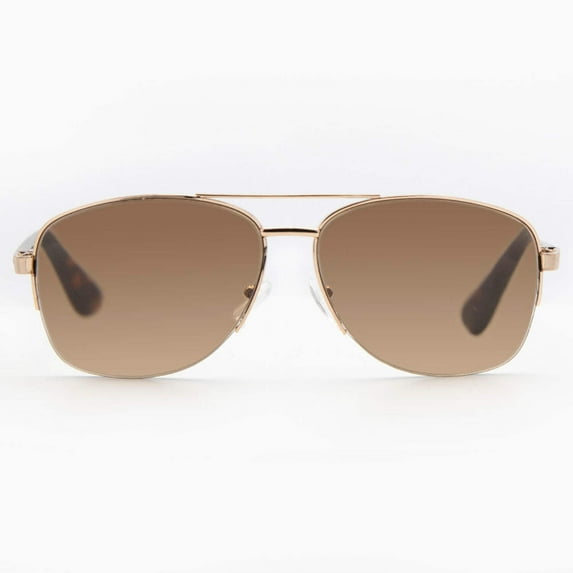 Sunglasses with Readers for Men and Women - Reader Sunglasses - Square Aviator Reading Sun Glasses with Built In Full Readers - Anzio by VITENZI in Gold 2.00