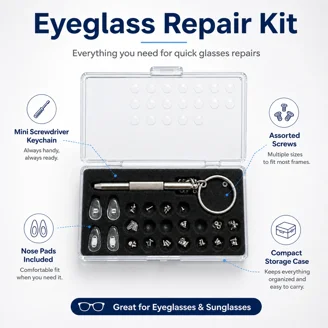 Eye See Premium 42pc Glasses & Sunglasses Repair Kit w/ 5-in-1
