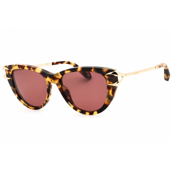 Roberto Cavalli SRC031 0777 55mm Cat Eye Sunglasses Women's Matte Yellow Havana