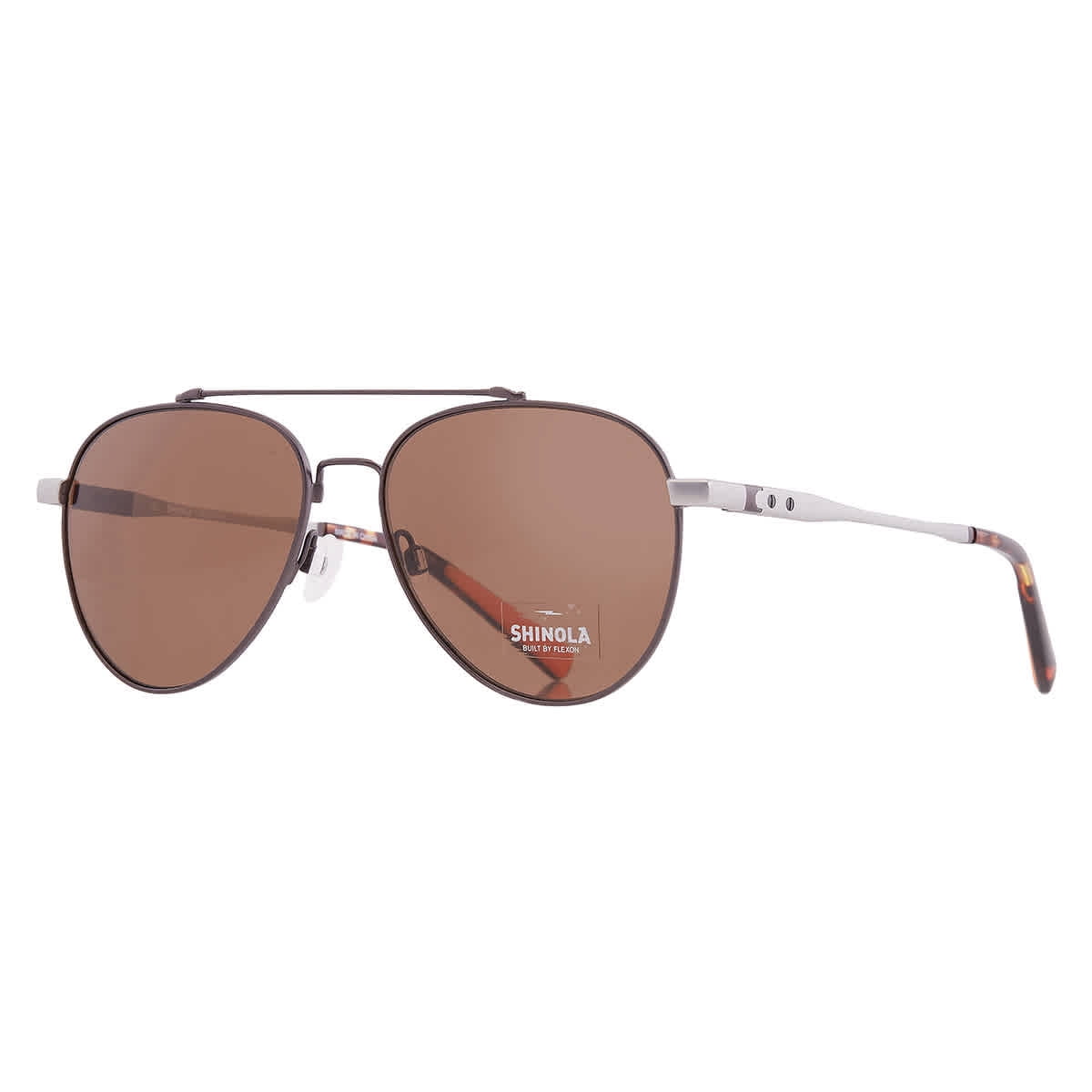 New SHINOLA by Flexon SH-2101S 717 Gold Aviator Sunglasses with Brown Lenses Shinola Runwell Collection Aviator w/ Flexon Memory Metal  main image 3