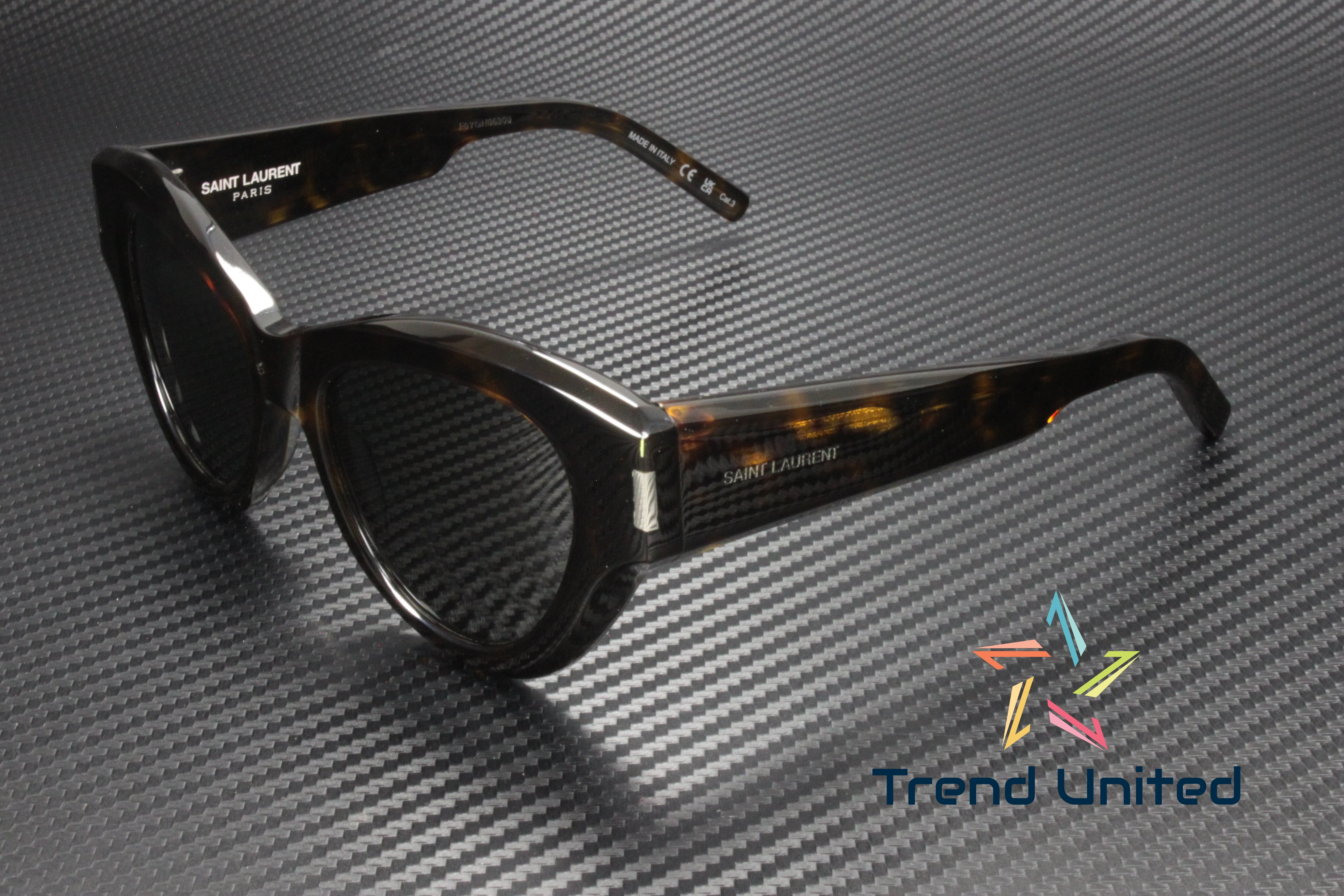 SAINT LAURENT SL 506 002 Cat Eye Acetate Havana Grey 51 mm Women's Sunglasses