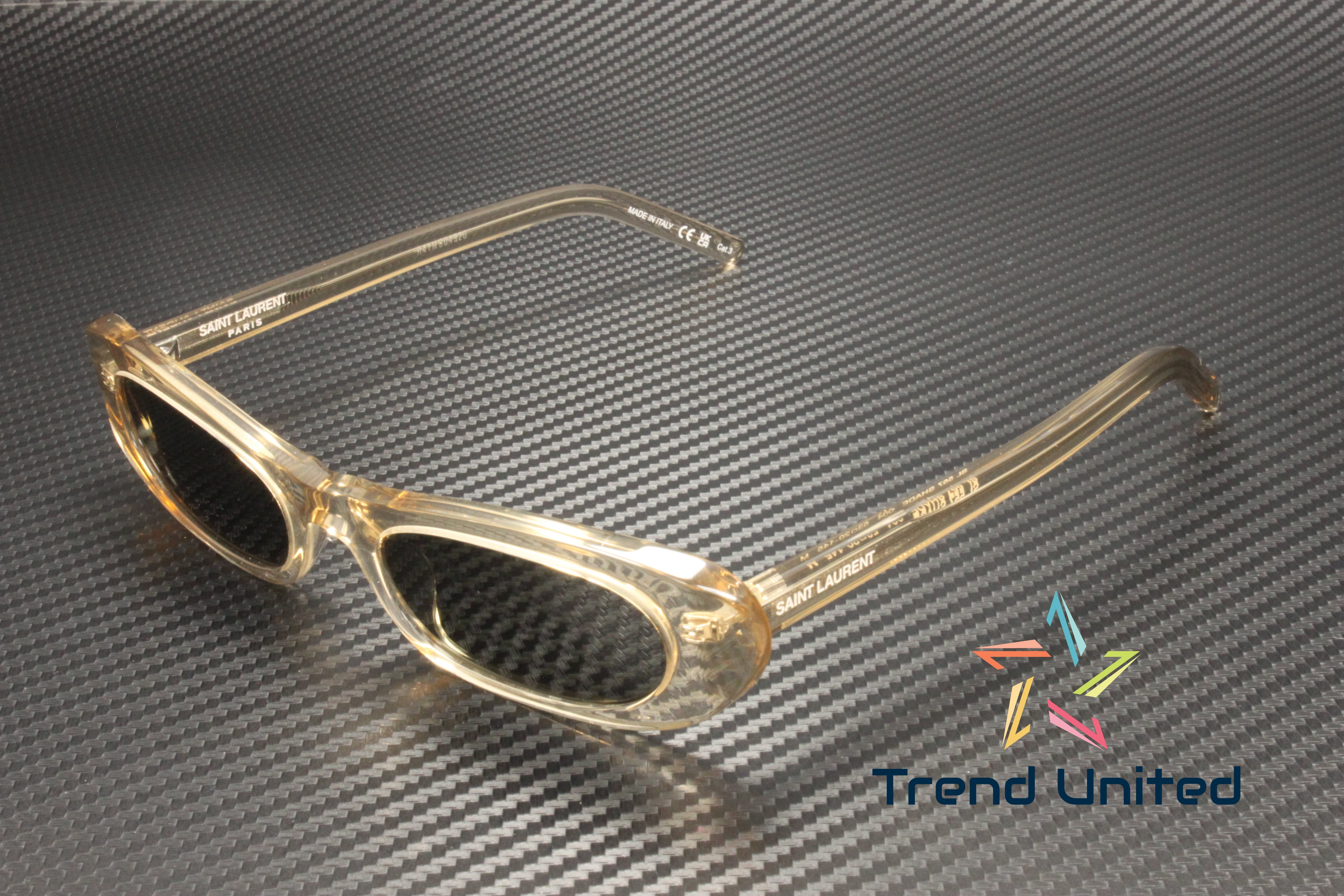 Saint Laurent SL557 SHADE 004 Sunglasses Transparent Nude Oval Frame,Grey Lenses Saint Laurent SL557 SHADE 004 53mm Oval Sunglasses for  main image 4