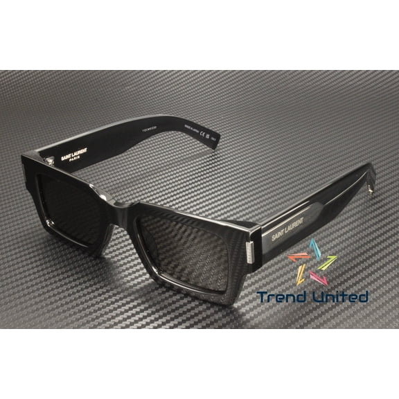 Saint Laurent SL572 001 50mm Square Sunglasses Men's Black with Silver