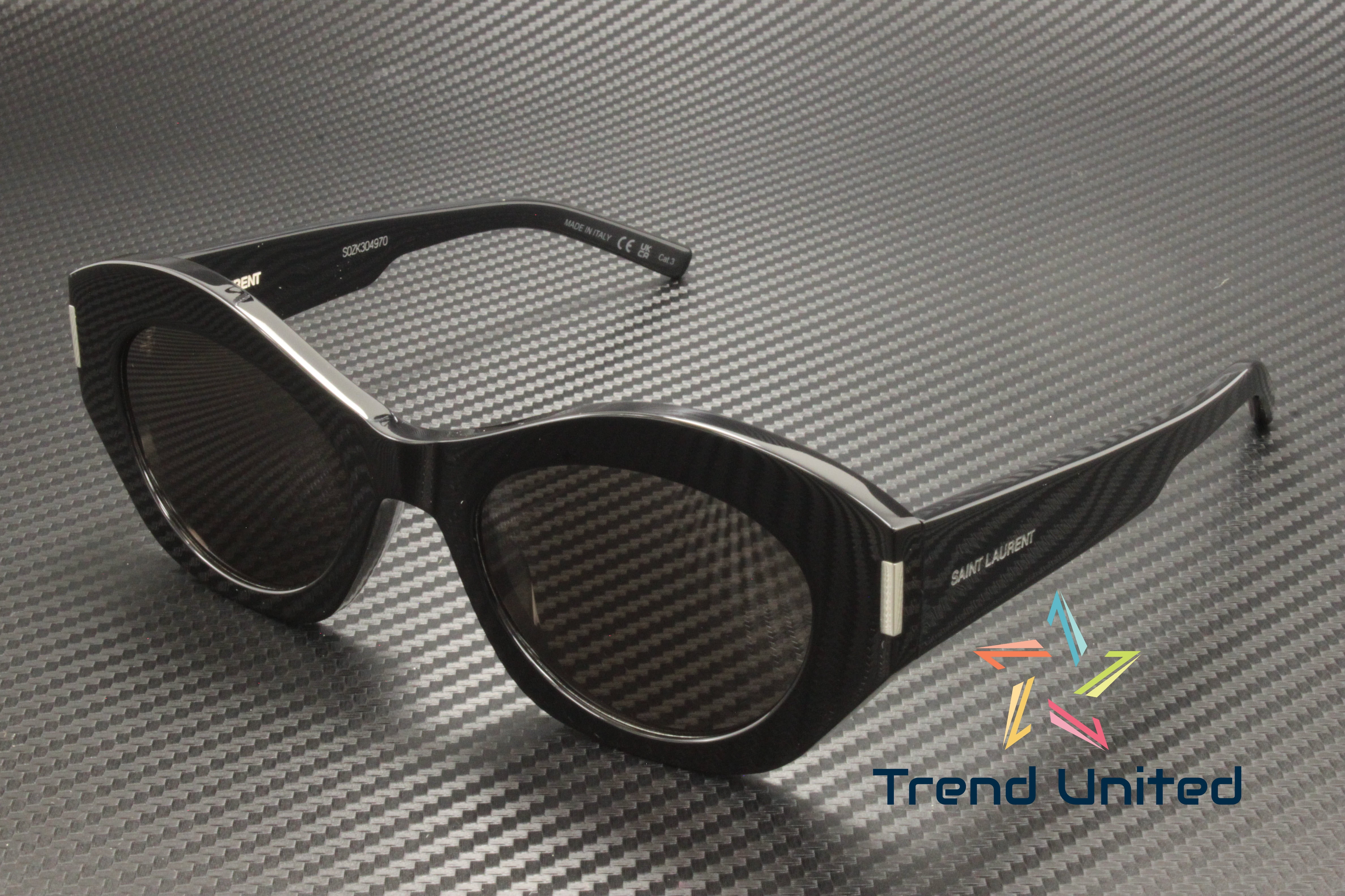 Saint Laurent YSL SL639 001 Sunglasses Black Frame Dark Lenses Oversized Cat Eye SAINT LAURENT SL 639 001 Cat Eye Acetate Black 52 mm Women main image 4