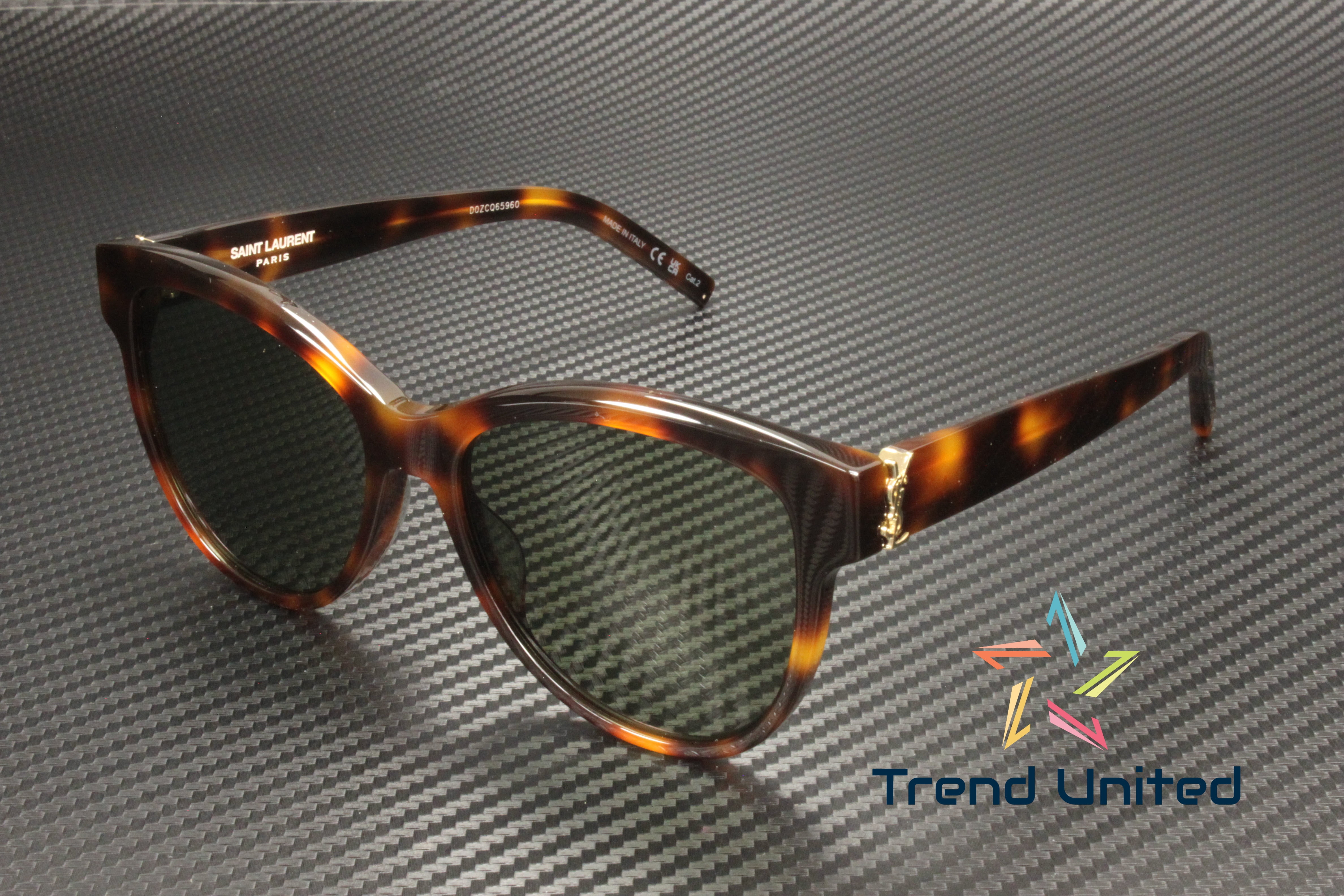 SAINT LAURENT SL M107 003 Cat Eye Acetate Havana Green 55 mm 