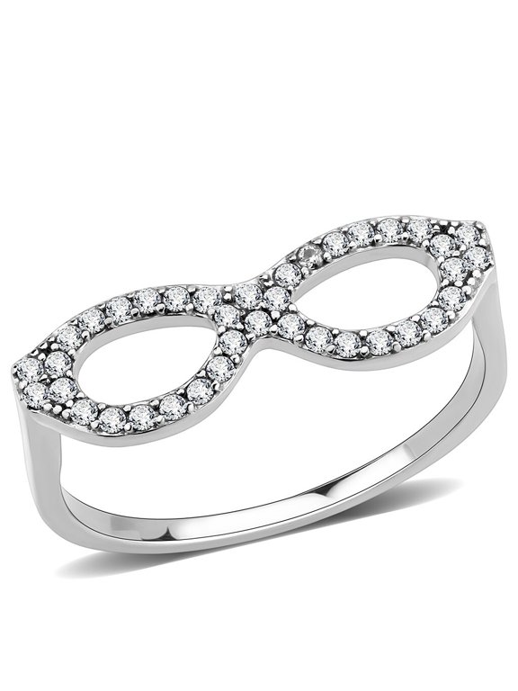 Sunglasses Shape Ring, Pave Set Engagement Ring, Euro Shank Ring, Women Eternity Ring, Thin Band, 14K White Gold Plated, 1.5 Ct Simulated Diamond