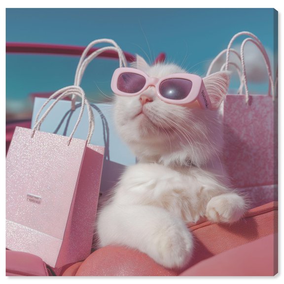 Sunglasses Shopper I Canvas Print Pink Glam Wall Art by Art Remedy, Gallery Wrapped, 16 x 16