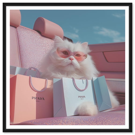 Sunglasses Shopper II Canvas Print Pink Glam Wall Art by Art Remedy, Black Frame, 12 x 12