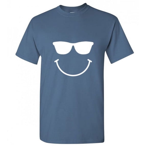Sunglasses Smile Face Emoticon Novelty Graphic Tees Men Humor Christmas Gift Funny Sarcastic T Shirt