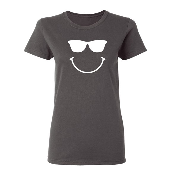 Sunglasses Smile Face Emoticon Sarcastic Novelty Gift Idea Adult Humor Funny Women's Casual Tees
