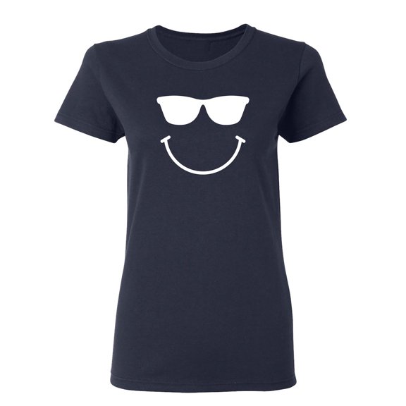 Sunglasses Smile Face Emoticon Sarcastic Novelty Gift Idea Adult Humor Funny Women's Casual Tees