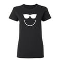 thumbnail image 1 of Sunglasses Smile Face Emoticon Sarcastic Novelty Gift Idea Adult Humor Funny Women's Casual Tees, 1 of 3