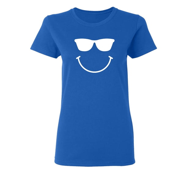 Sunglasses Smile Face Emoticon Sarcastic Novelty Gift Idea Adult Humor Funny Women's Casual Tees
