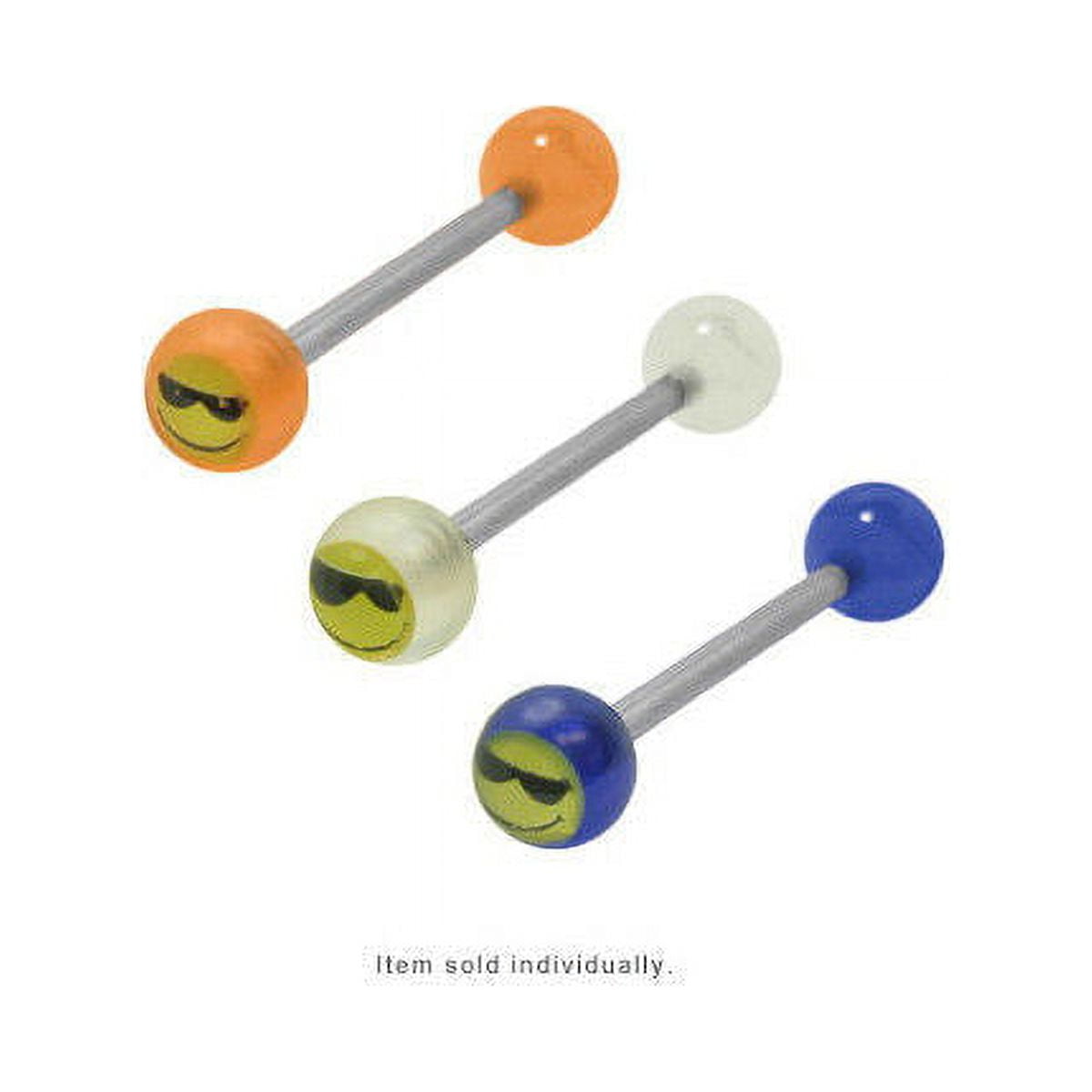 Sunglasses Smiley Tongue Barbell Ring Body Jewelry Piercing Bar