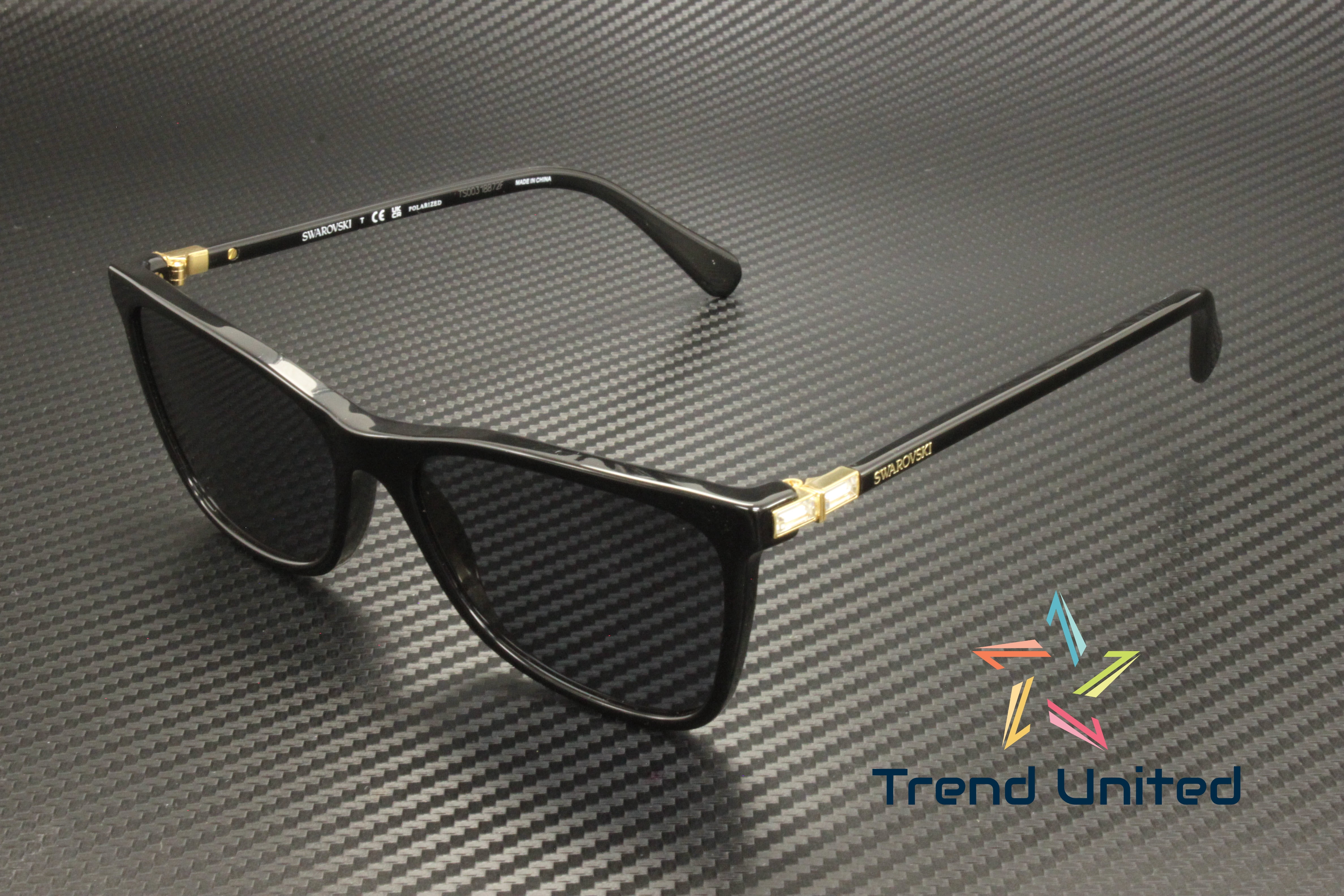 Swarovski SK 6004 100181 Black Plastic Rectangle Sunglasses Grey Polarized Lens SWAROVSKI SK6004 100181 Black Dark Grey Polar Polarized 55  main image 4