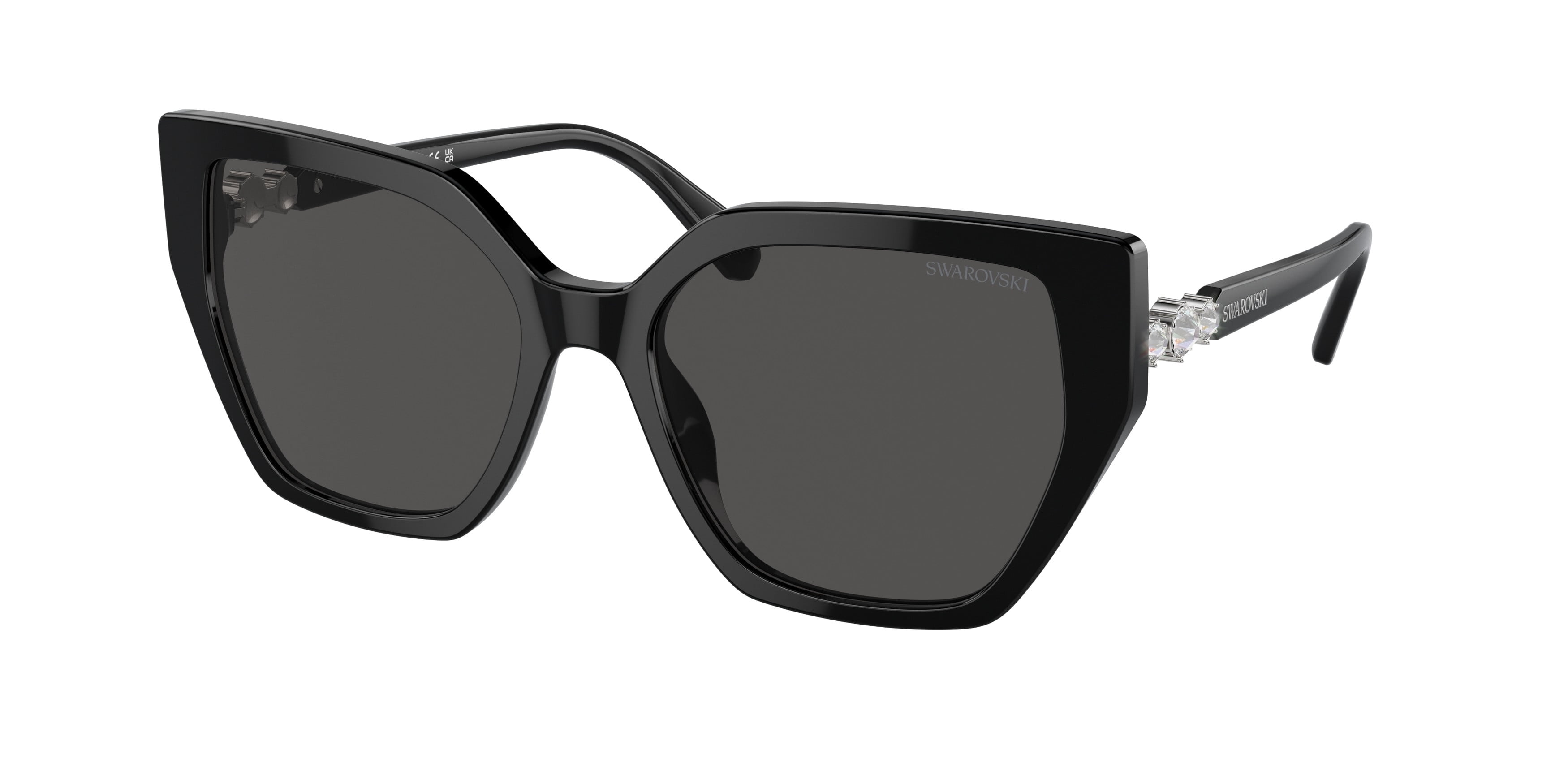 Swarovski SK 6016 100187 Black Plastic Irregular Sunglasses Grey Lens Swarovski SK 6016 Plastic Womens Irregular Sunglasses Black  main image 2