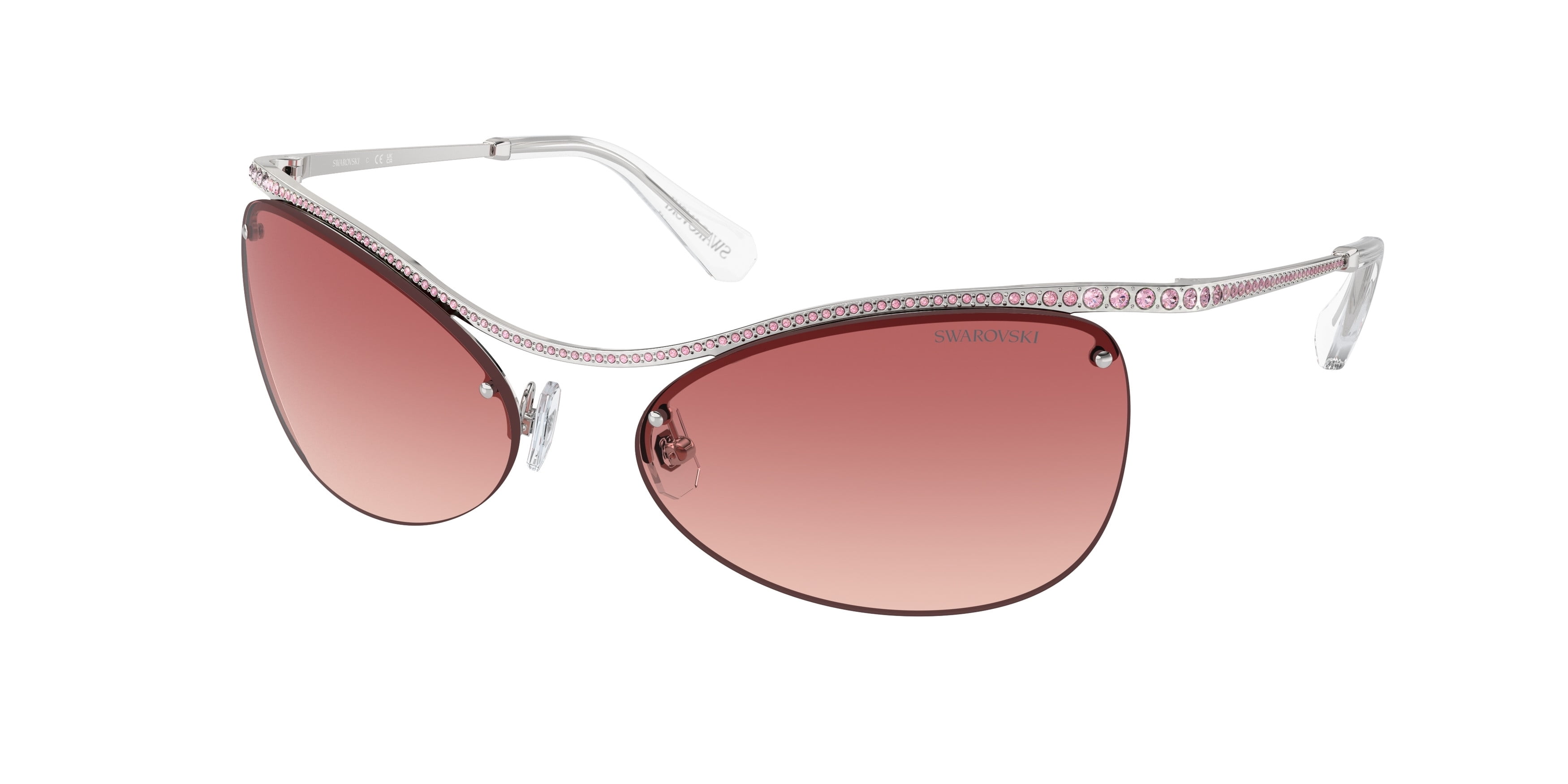 Swarovski SK 7018 4001A5 Silver Metal Irregular Sunglasses Pink Gradient Lens Swarovski SK7018 Sunglasses 4001A5 Silver - eye-oo.com main image 3