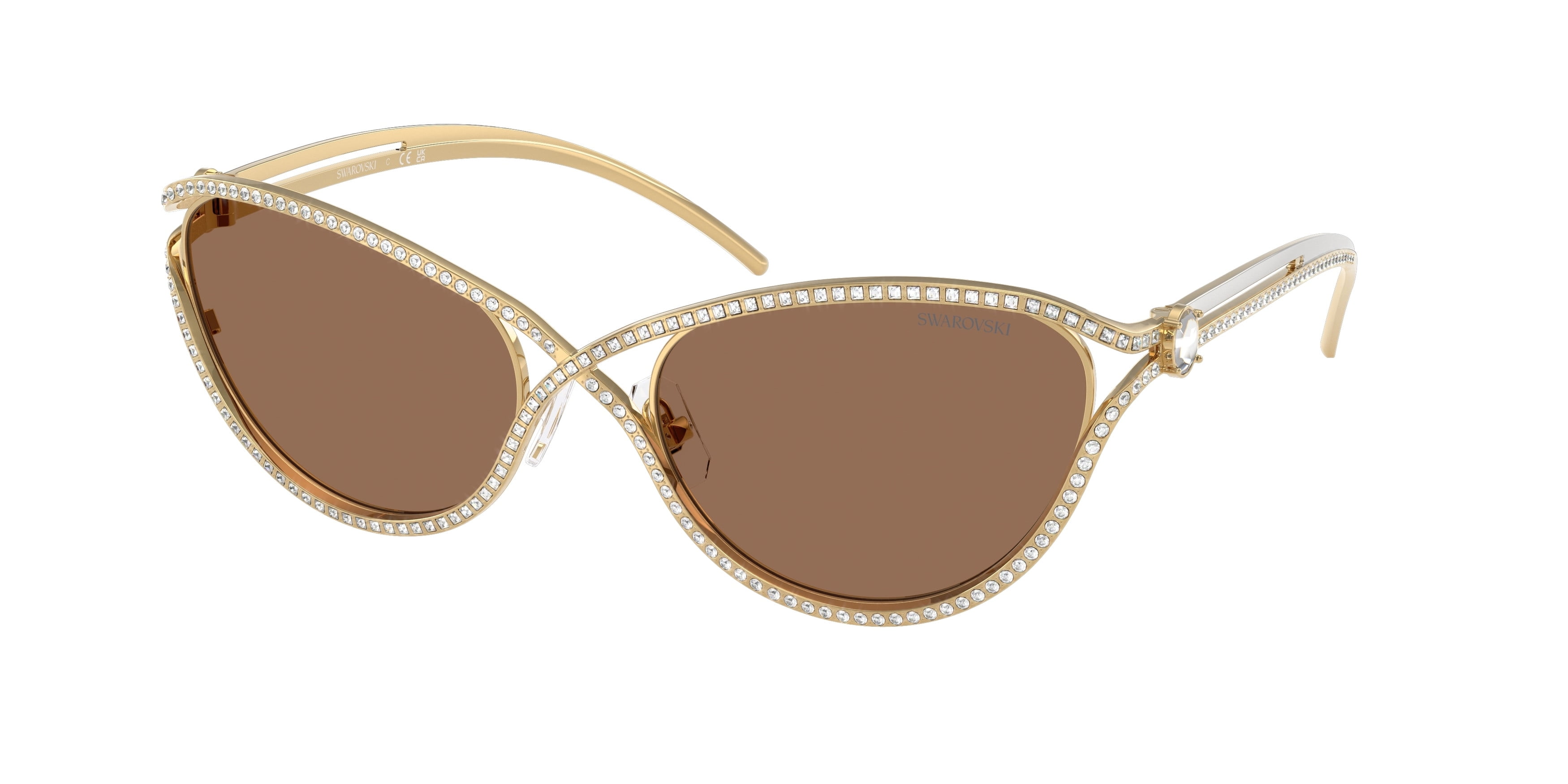 NEW Swarovski Gold Brown cateye sunglasses Swarovski 0SK6041 Sunglasses in Brown/Tan | Target Optical main image 4
