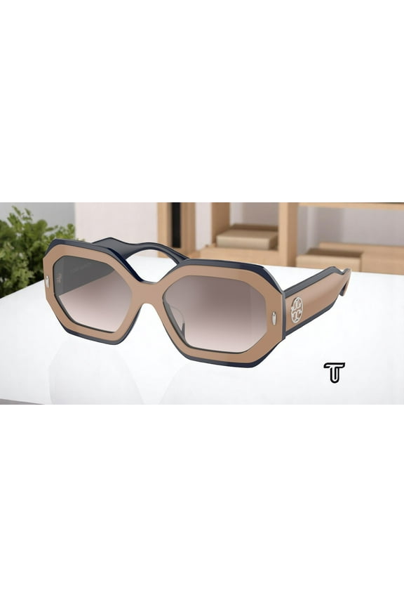 TY 7192U Plastic Womens Irregular Sunglasses Navy Beige 55mm Adult