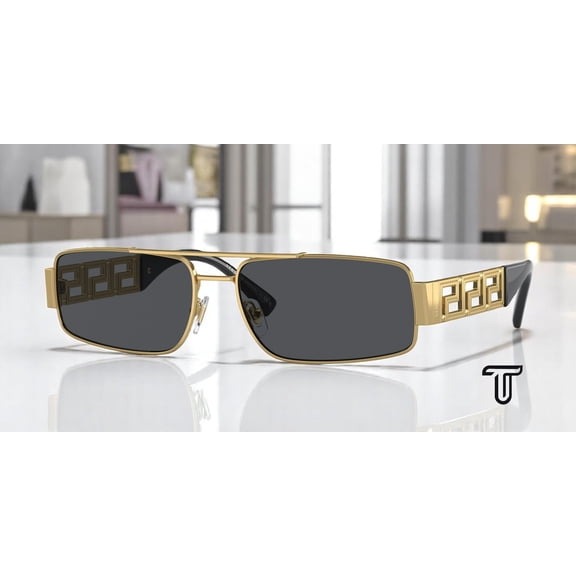 VERSACE VE2257 100287 Gold Dark Grey 60 mm Men's Sunglasses