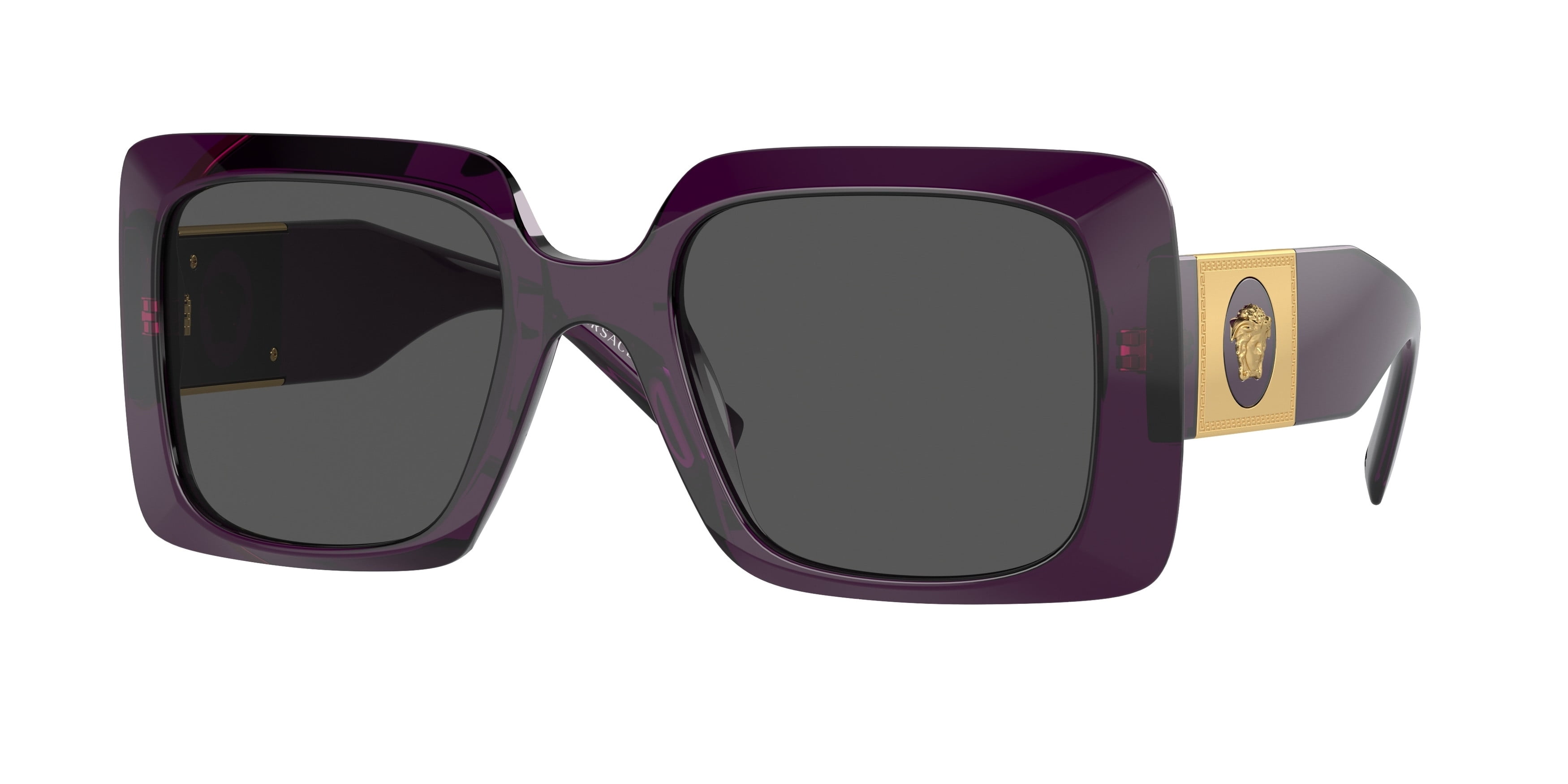 Versace VE 4405 Plastic Womens Rectangle Sunglasses Transparent Purple 54mm Adult