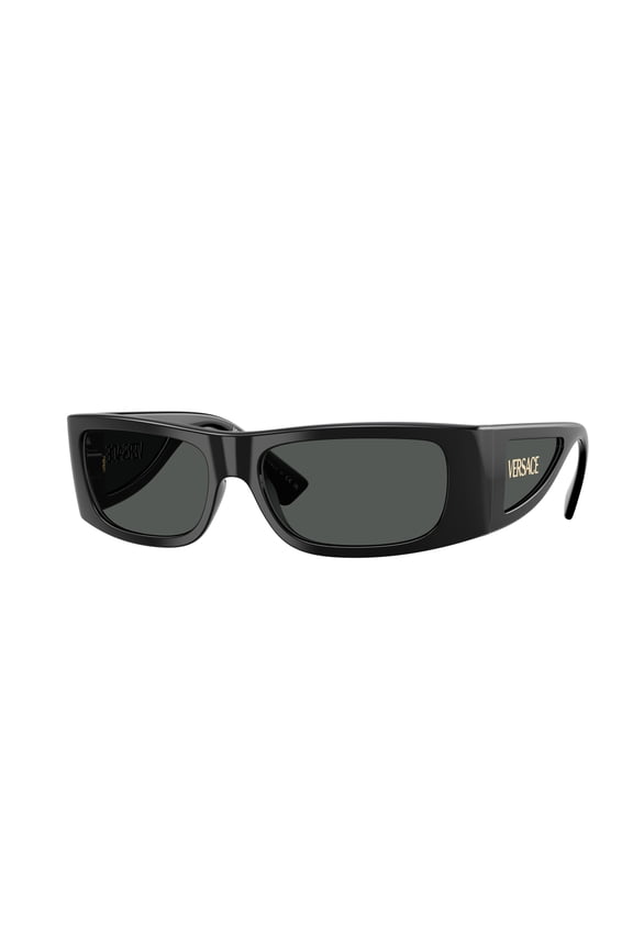Men's 0Ve4482 Lens Logo Bold Rectangular Frame Sunglasses Black