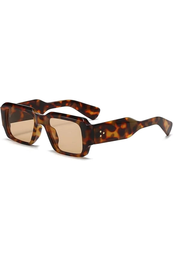 Sunglasses Vintage Women Fashion Female Sun Glasses Men Shades Uv400 Male(Leopard Tea,one)