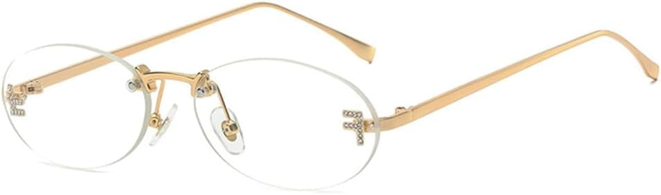 Sunglasses Women Men Metal Rimless Oval Gradient Sun Glasses 